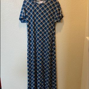 Long blue, black and white LuLaRoe dress